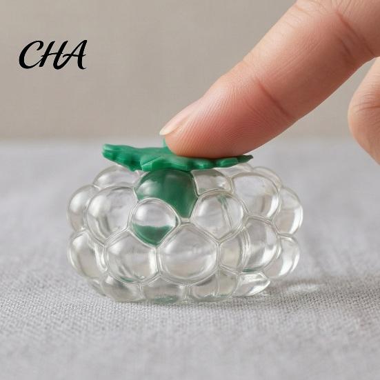 Clear Fruit Toy Strawberry Grape Stress Relief Toy, Realistic Squeeze Sensory Fidget Anxiety Relieving Office Desk for Kids Adults