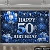 2D-ebene blau-silberne Kulisse für die Feier zum 50. Geburtstag, aus Polyester, für Familientreffen