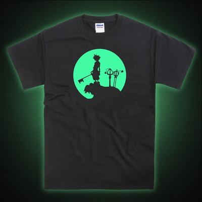 Sora Moon Silhouette Hearts Kingdom Inspired Glow In the Dark T-Shirt