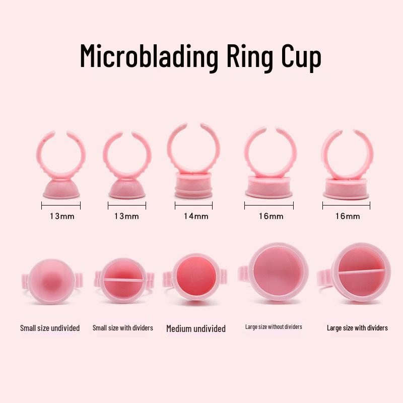 Eyelash and Tattoo Pigment Ring Cups, Large & Small Sizes, 100 Pcs/bag
