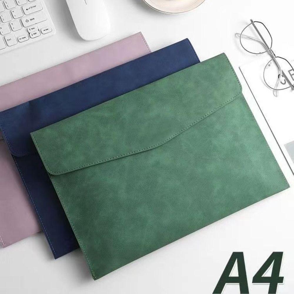 

Button Design File Bag PU Leather Document Bag Multifuncional File Organizer 05