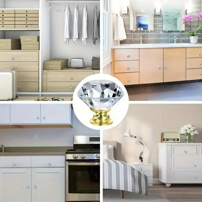 1/4/6/10 pieces crystal glass cabinet handles 30mm diamond drawer kitchen cabinet dresser cupboard wardrobe handles