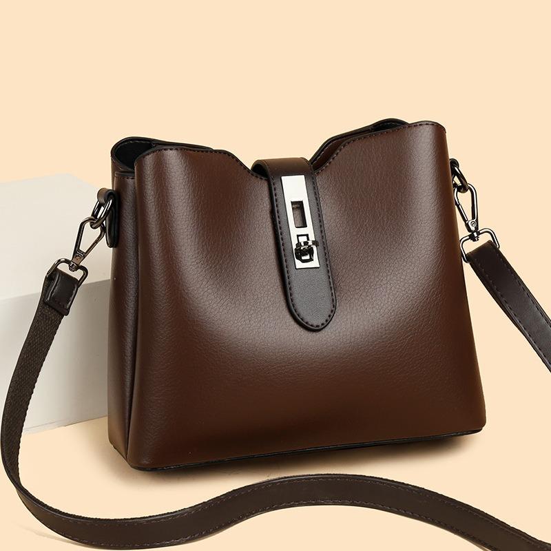 New fashion trend single shoulder crossbody women's middle-aged bag large capacity casual hand carrying bucket bag