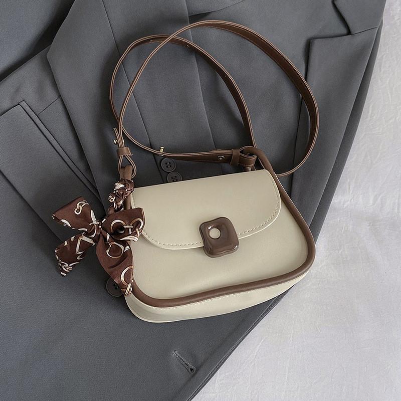Stylish Pu Leather Handbag Fashionable Scarf Handle Small Shoulder Bag For Women