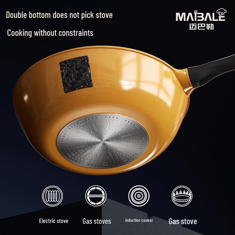 Maibale 32cm Ceramic Titanium Non-stick Wok with Steamer