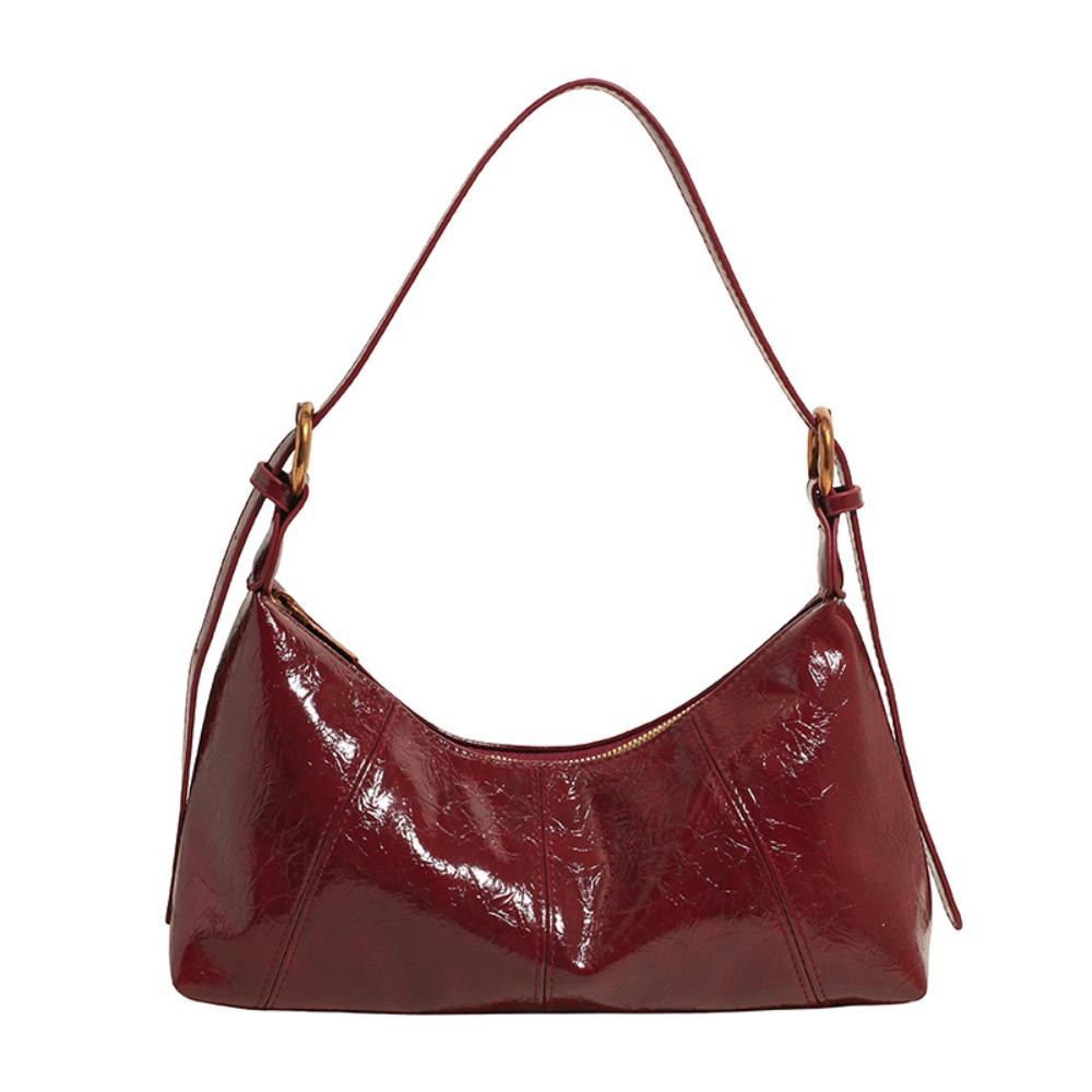 French Leather Underarm Bag Solid Color Commuting Shoulder Bag Fashion Women's Armpit Bag  Winter