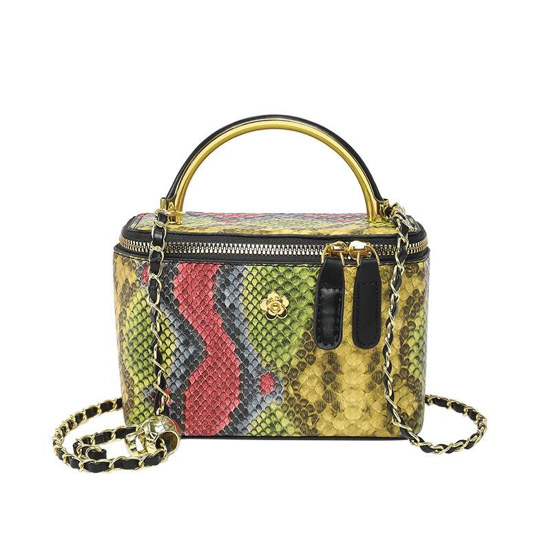 Personalized small bag 2025 new fashion niche snake pattern handbag women's versatile chain messenger box bag tide