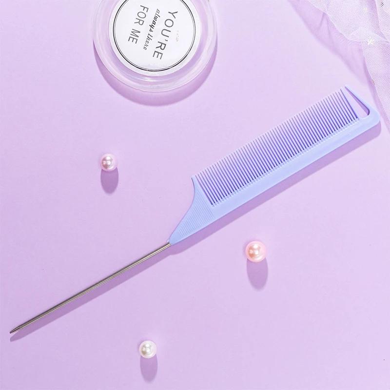 1pc Professional Pointed Tail Hair Comb Salon Cut Comb Styling Stainless Steel Spiked Salon Hair Care Hairdresser Styling Tool