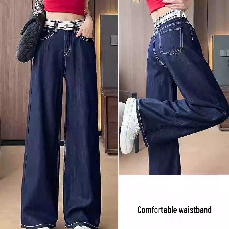 

Women s High-Waist Wide Leg Jeans, Autumn 2024 - Pear Shape, Loose Fit, Narrow Straight Leg, Floor-Length S [80-95 lbs]