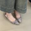 Pointed temperament high heels women's spring and summer new French gentle bow thick heel single shoes light mouth evening commuter shoes