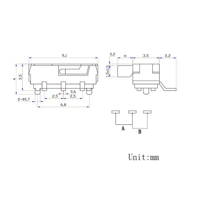 10Pcs 3 Pin Mini Slide Switch On-Off 2 Position Micro Slide Toggle Switch Miniature Horizontal Slide Switches