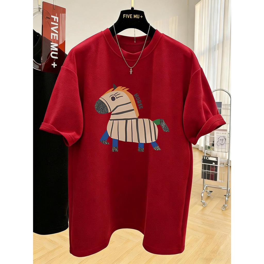 Women's Red Year of the Horse Cotton T-Shirt (2026 New Year Style)