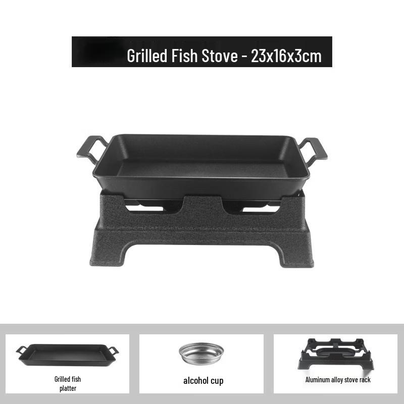 Aluminum Alloy Induction Fish Grill & Fry Pan with Lid