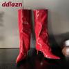 Mode Mode Moderne Damen Kniehohe Stiefel mit dünnen Absätzen Damen Slipper Schuhe Spitzschuh Damen Lange Stiefeletten Pumps Schuhe