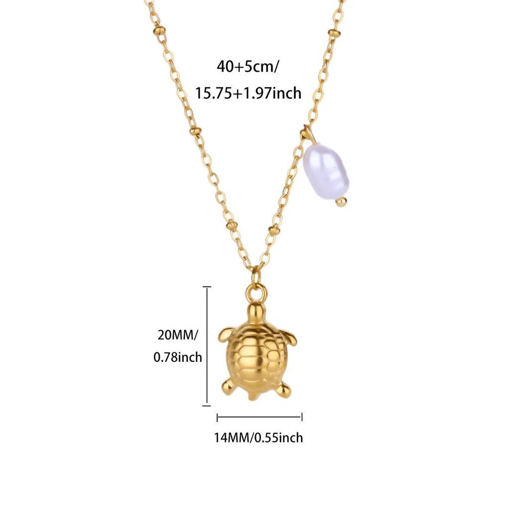 Collar con colgante de concha y estrella de mar de acero inoxidable - Estilo Vacaciones en el Océano