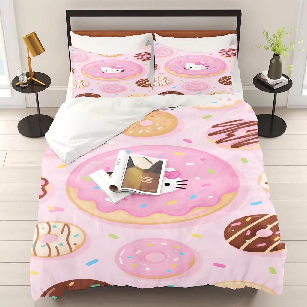 Hello Kitty Printed Bedroom Bedding Set Duvet Cover Christmas Gifts Comforte Cartoon With Pillowcase