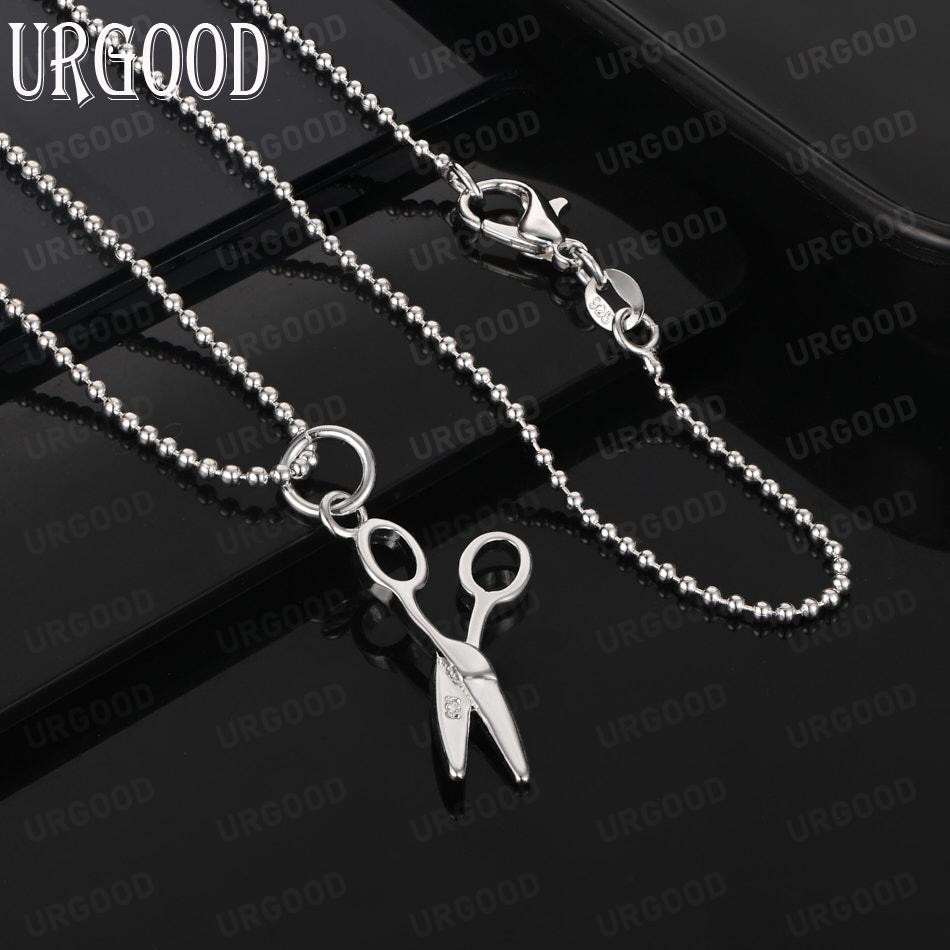 Exquisite 925 Sterling Silver Scissors Pendant Necklace - Stylish Wedding Jewelry