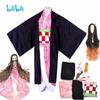 Kamado Nezuko Cosplay Anime Nezuko Cosplay Costume Kimono Haori Wig Suit Adult Boys Halloween Carnival Costumes