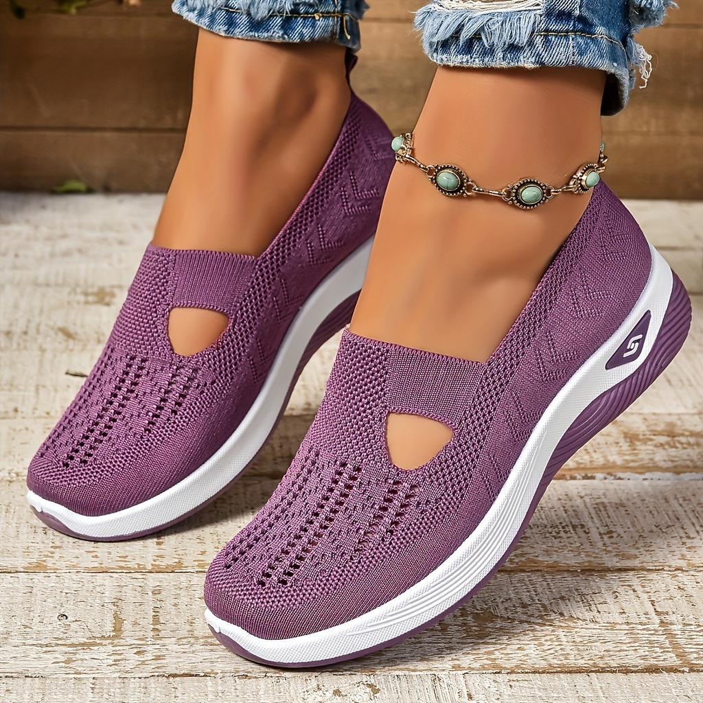 Spring and Summer Large Size Casual Comfortable Ladies Cloth Shoes One Foot Stirrup Flyweave Mesh Shoes Women's Shoes