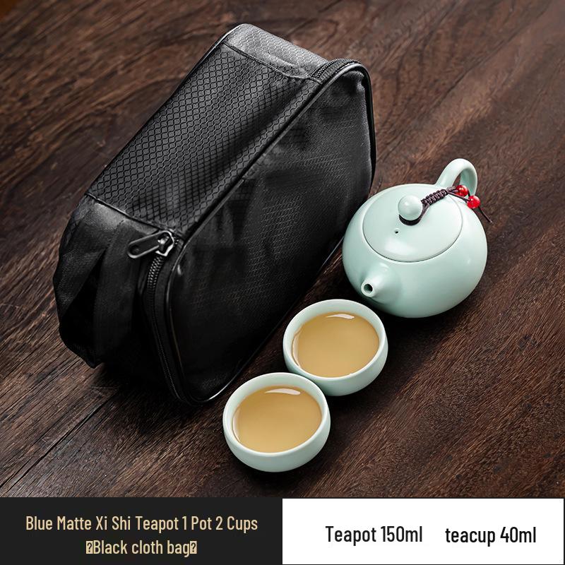 Ding Kiln Travel Tea Set: Ceramic Xi Shi Pot with Two Cups and Four Cups - Creative Gift