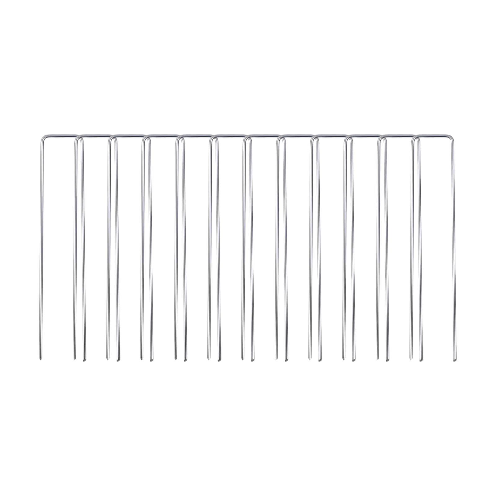 

Оцинкованная U-образная форма обеспечивает надежную анкеровку в грунт для удовлетворения различных потребностей в креплении ткани. One Size