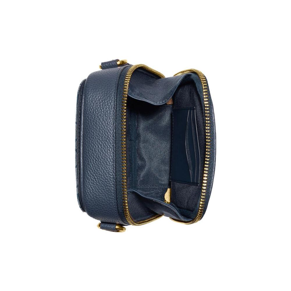 Coach Stanton 13 Floral Print Color Block Zipper Canvas And Leather Crossbody Bag Mini Men bags Brass Denim-Blue C8235-B4EI