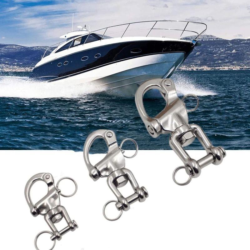 316 Stainless Steel Swivel Shackle Pair Jaw Swivel Design Snap Shackle Quick Release Diving Clips for Sailboat Spinnaker Halyard