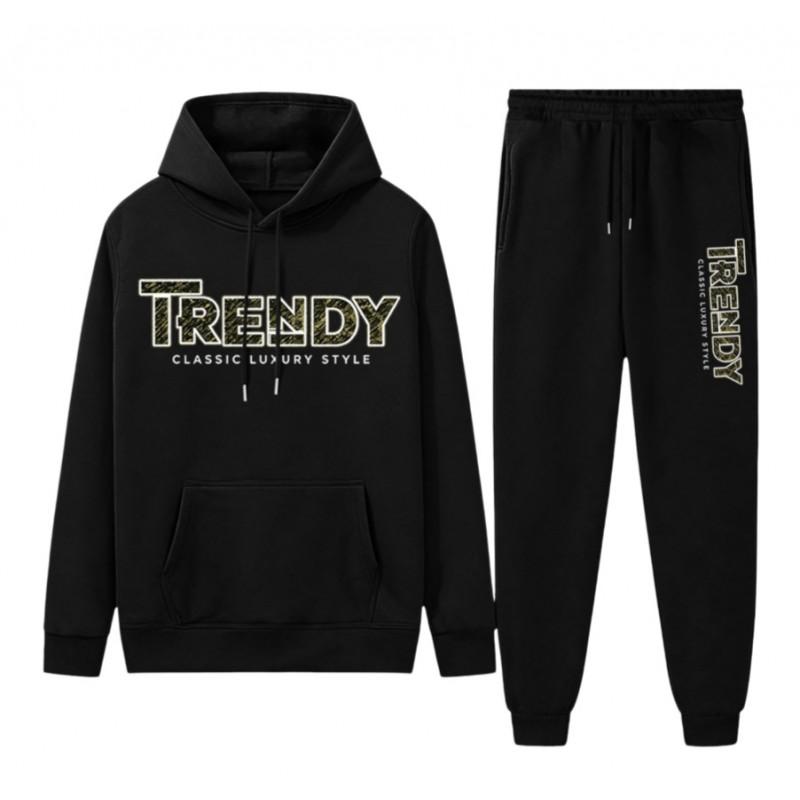 Mens Hooded Sweatshirt Jogger Pants Set Casual Sportswear Two-Piece Outfit Fall Lightweight Comfortable