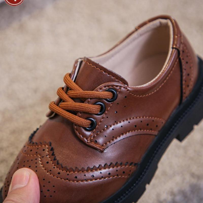 Chaussures en cuir polyvalentes et tendance, nouvelles chaussures simples à semelles souples pour enfants, chaussures de performance rétro de style britannique pour garçons