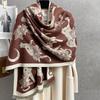 Women S Cat Silhouette Printed Double Sided Faux Cashmere Warm Scarf