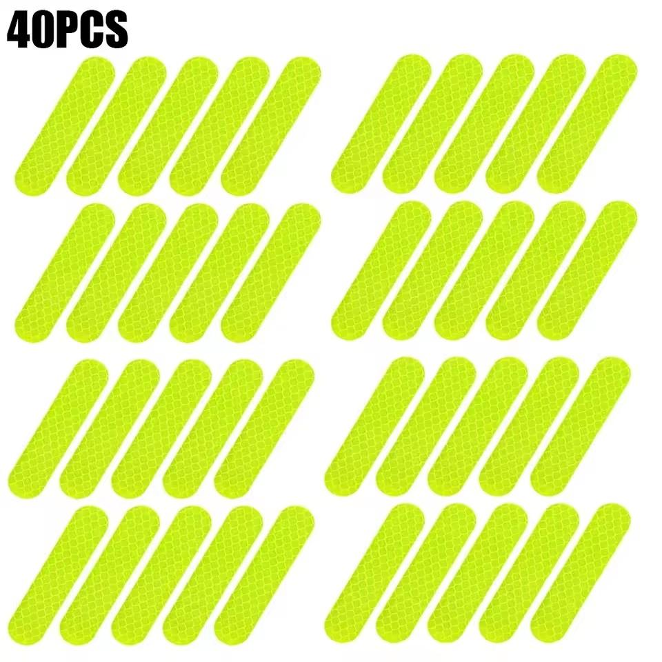 80-10PCS Car Helmet Safety Reflective Warning Stickers High Visibility Reflector Tape for Night Walking Riding Warning Stickers