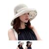 Summer Mesh Sun Hats For Women Wide-Brim Beach Bucket Caps Foldable Sun Protection Bucket Hat With Chin Strap