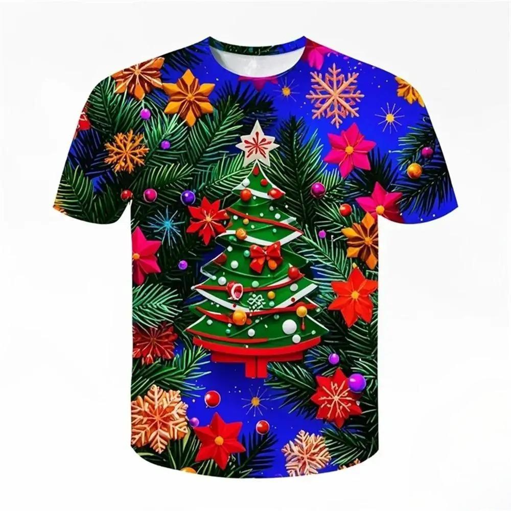 Cute Santa Claus Christmas Pattern T-shirt for 3D Printed Merry Christmas T-shirt Tops Kids T-shirt