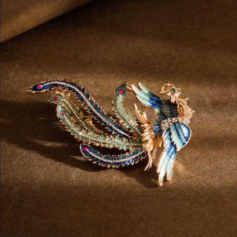 Phoenix Brooches Unisex Enamel Animal Bird Category Pin Women Coat Accessories Gifts