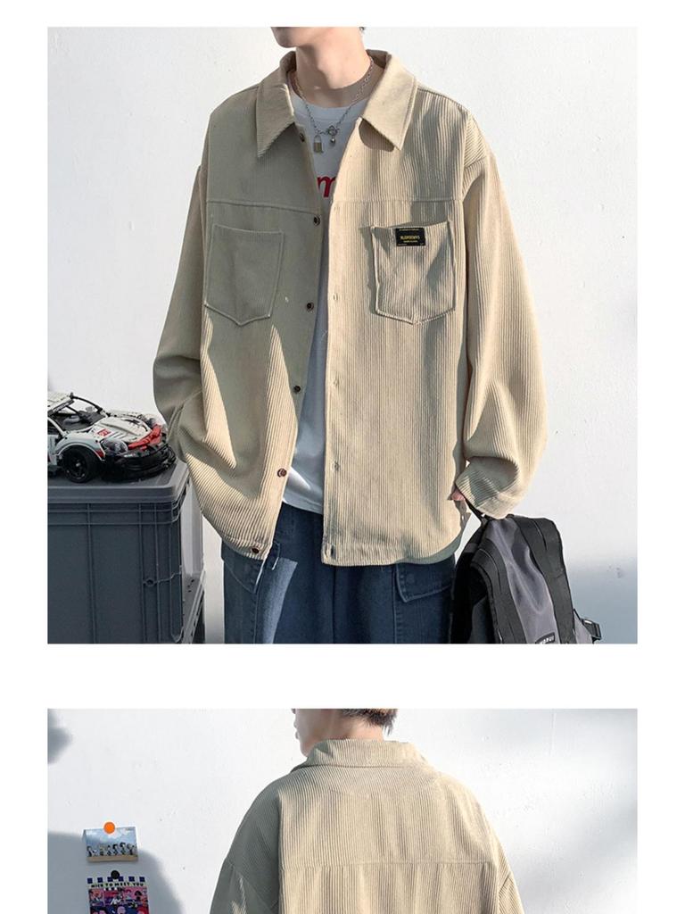 2025 Spring/Autumn Men's Thickened Japanese-Style Casual Long-Sleeve Shirt Jacket