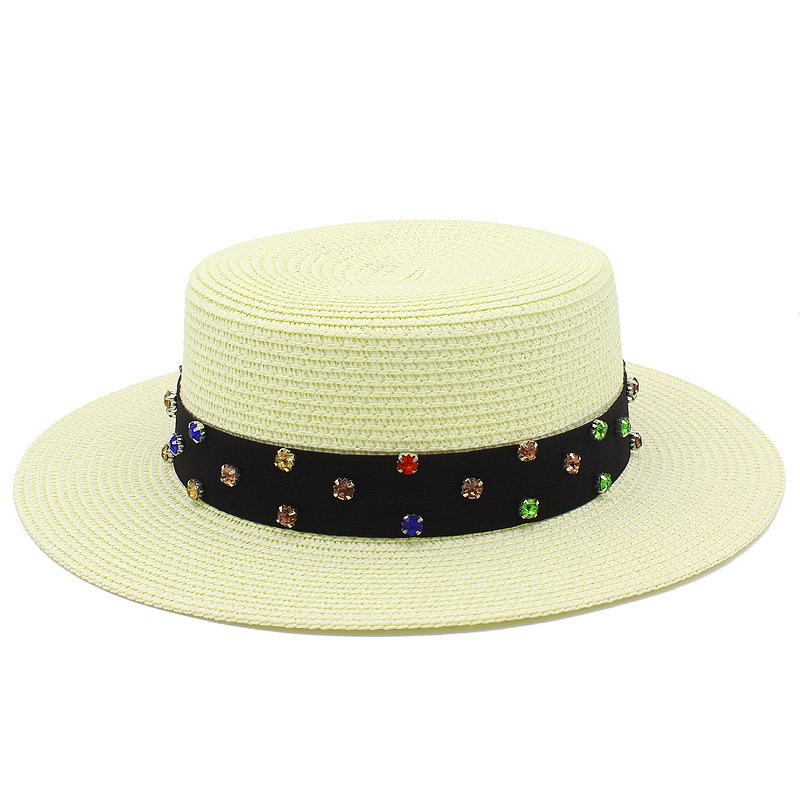 High-quality women's flat-top Panama straw hat summer explosion sunscreen top hat new hat stall