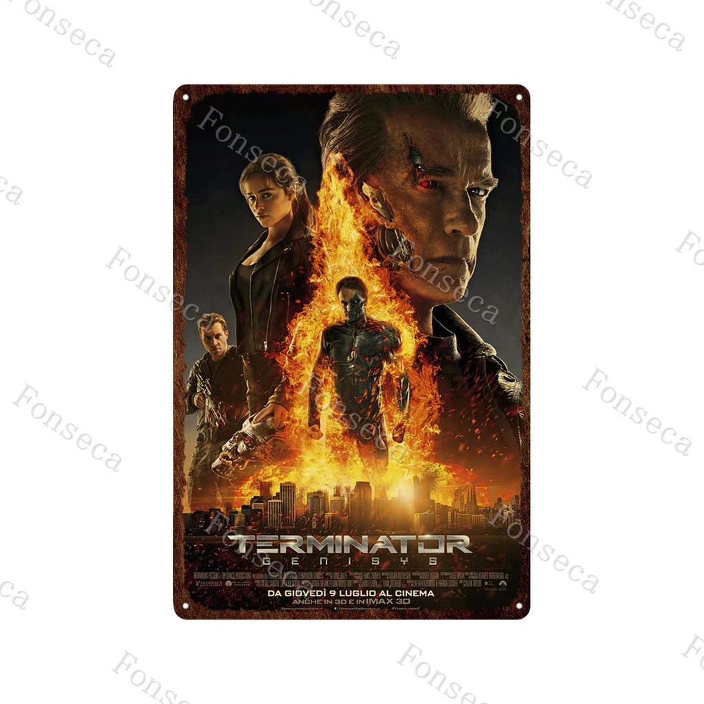 Terminator 2 Movie Metal Poster Tin Sign Classic Movies The Terminator Metal Plates Home Decoration Wall Art Iron Paining