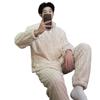 Pigiama Set Uomo Autunno Inverno Spesso Pile Cerniera Collo Alto Manica Lunga Pigiami Caldi Peluche Loungewear Uomo Casual Abbigliamento Casa
