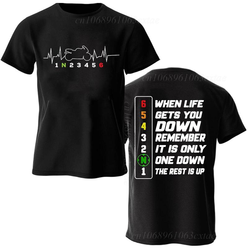 Sommer Mode Unisex T-Shirt Kleidung 1n23456 Motorrad Ausrüstung Biker Herzschlag Grafik T-Shirt Lässiges Übergroßes Unisex Tee T-Shirts