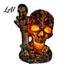Dark Aesthetic Night Light Skull Table Lamp Halloween Glowing Skeleton Resin Figurine Gothic Ambient Home Decor for Mantel Shelf Party Unique Gift
