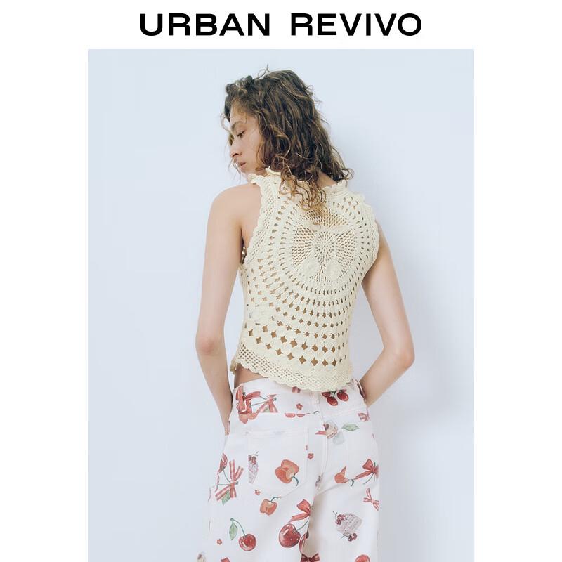 UR 2025 Summer Women's Boho Hollow Knit Tank Top