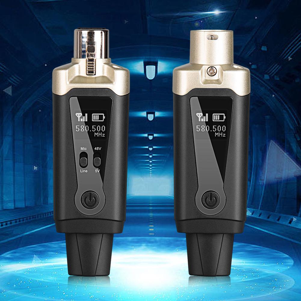 UHF Microphone Wireless Transmitter Receiver 500-980MHz Mic Converter Adapter 1000mAh Type-C Rechargeable for Musical Instrument