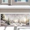Snowy Forest Winter Christmas Garage Door Cover Door Banner Holiday Backdrop