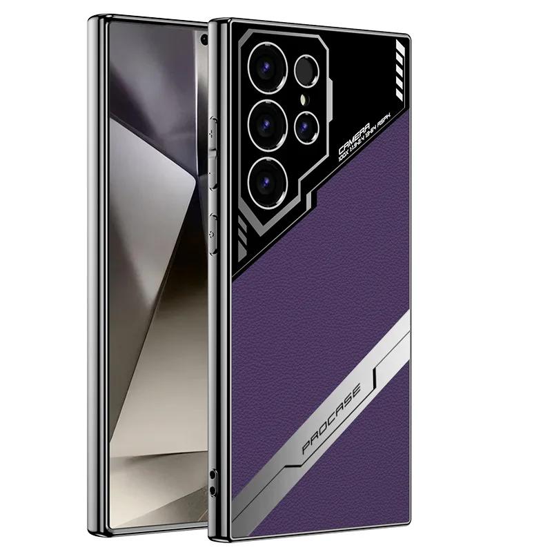 Leather Galaxy S24 Ultra Electroplating S23 Ultra Phone Case for Samsung Galaxy S24 S23 Ultra Protective Shockproof Cover