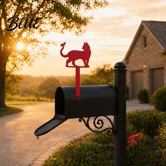 Mailbox Decoration Yard Iron Signage with Fixed Holes, Metal Cat Butterfly Decoration, Anti-rust Plate Outdoor Sign for Wood Leather Mailboxes