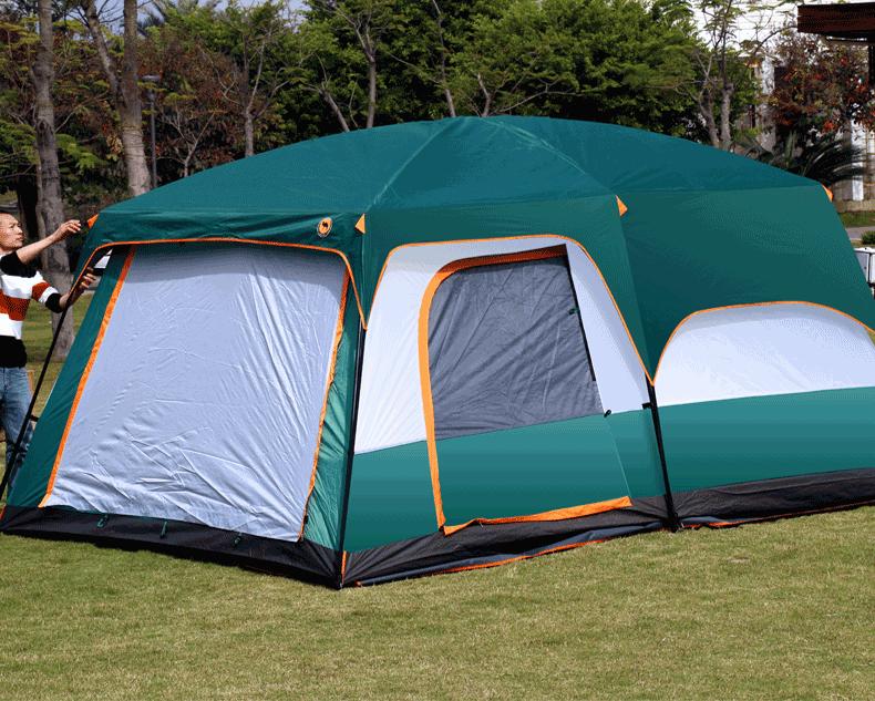 Prostorný luxusní kempingový stan pro více osob: Dva pokoje, obytný prostor, pro 4, 8 nebo 10 osob, silný voděodolný design