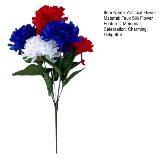 Independence Day Artificial Memorial Flowers Red White Blue Patriotic Cemetery Flower 4th of July Faux Silk Flower Decoration for Home Party