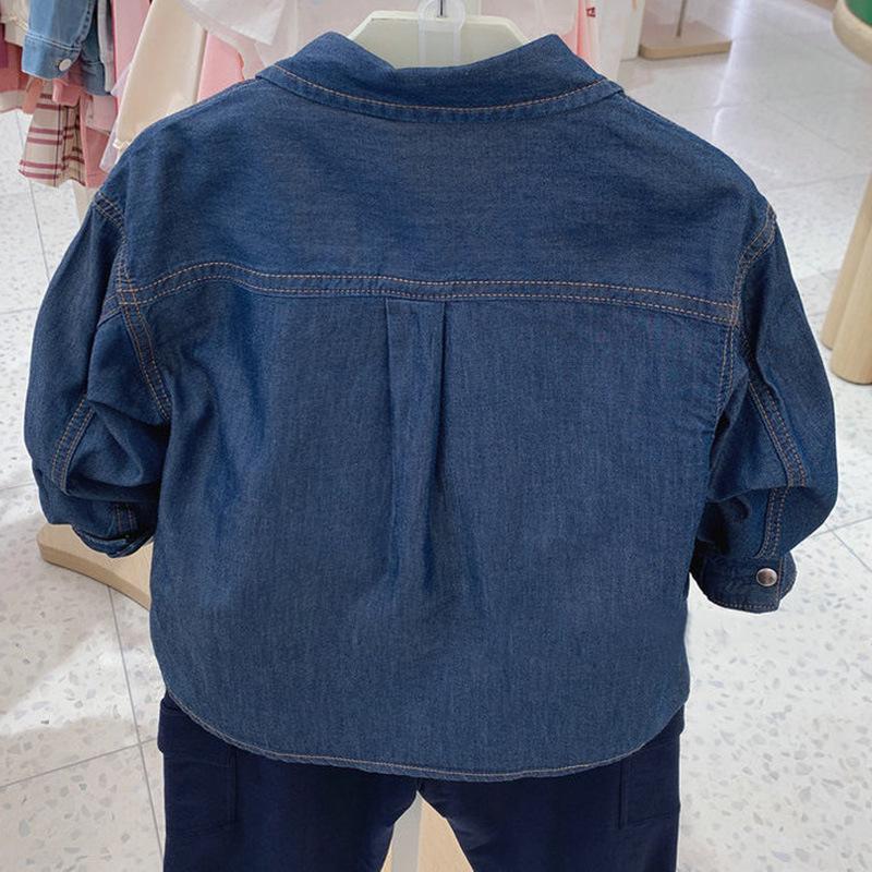 Neue Jungen Leichte Tencel Denim Hemdjacke mit Revers für Frühling und Herbst