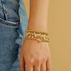 Turandoss 18K Gold Plated Beaded Stretch Initial Bracelet for Women Gifts