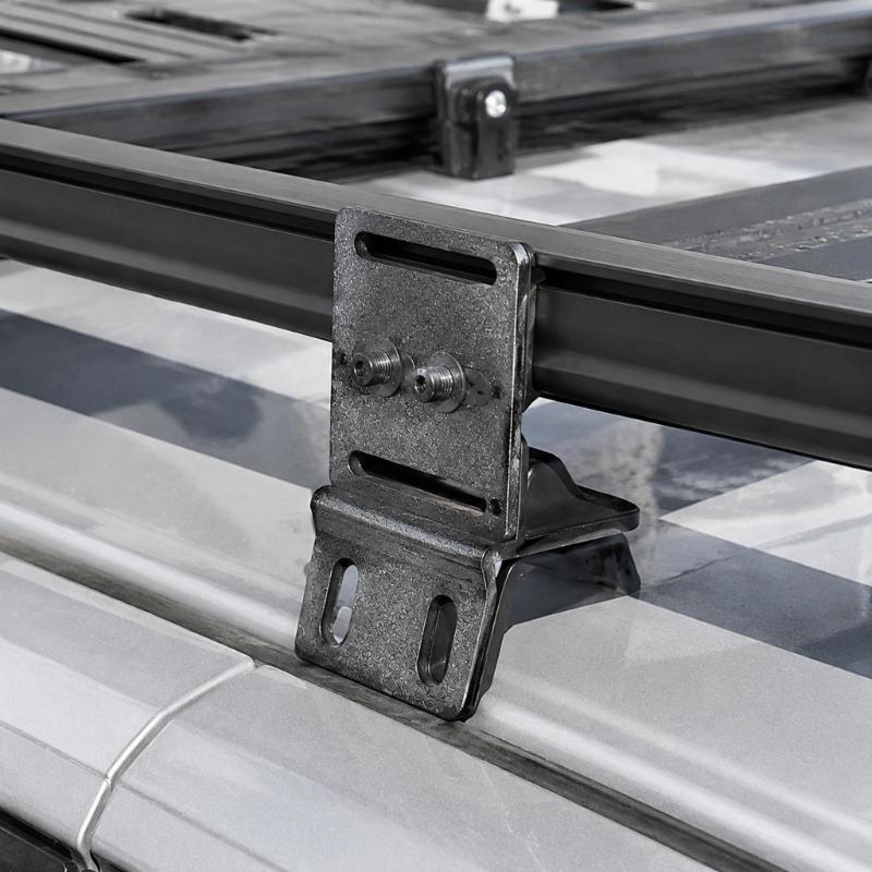 Roof Rack Mounting Fastener Set with Multiple Elongated Slots and Black Finish for Roof Rack Hardware Replacement and Installation Planning